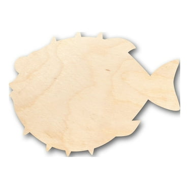 Unfinished Wood Puffer Fish Shape - Craft - up to 46" DIY 8" / 1/2"