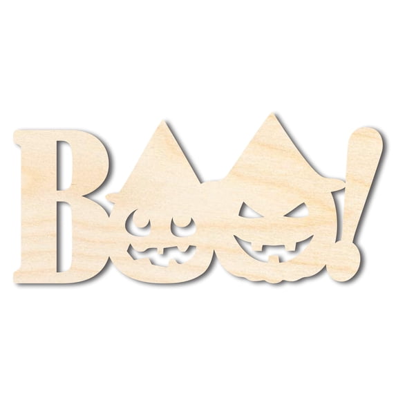 Unfinished Wood Pumpkin Boo Shape | Craft Cutout 12" / 1/2"