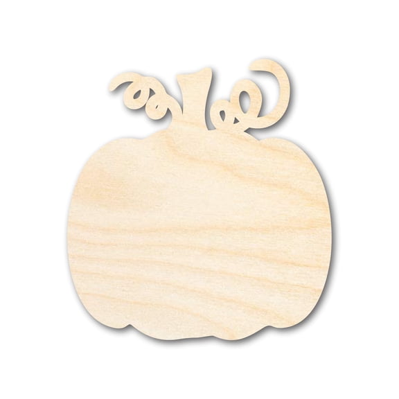 Unfinished Wood Pumpkin with Vines Shape | DIY Craft Cutout 4" / 1/4"