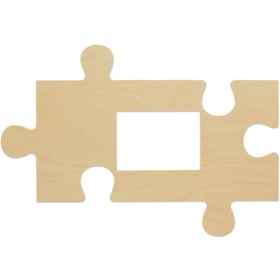 Unfinished Wood Puzzle Piece Picture Frame, 12 x 21 Inches with 5x7 Picture Slot, Connectable Timeline Wall Plaqu, DIY Craft Décor, by Woodpeckers