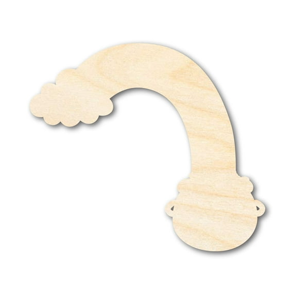 Unfinished Wood Rainbow Pot of Gold Shape | DIY Craft Cutout 3" / 1/8"
