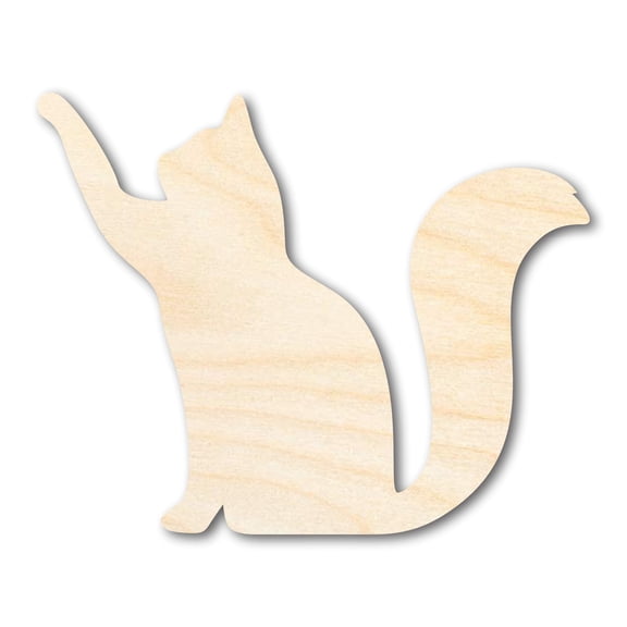 Unfinished Wood Reaching Cat Shape - Cat Craft - up to 46" DIY 4" / 1/8"