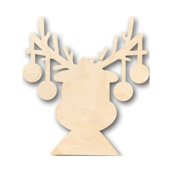 Unfinished Wood Reindeer Antler Ornaments Shape - Craft - up to 46" DIY 6" / 1/8"