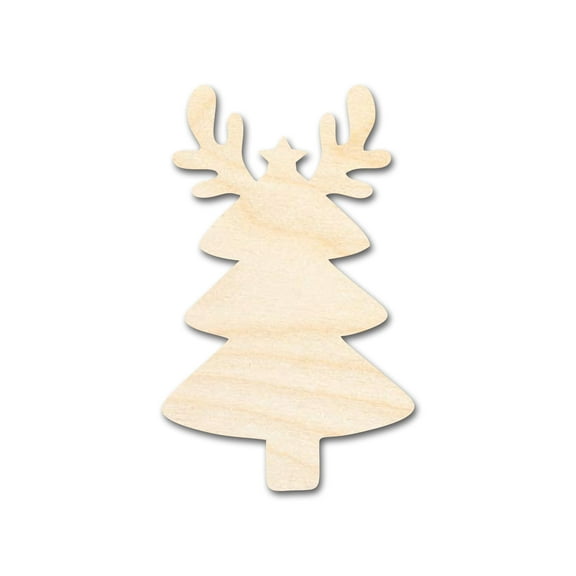 Unfinished Wood Reindeer Christmas Tree Shape - Craft - up to 46" DIY 10" / 1/4"