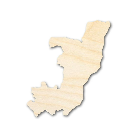 Unfinished Wood Republic of the Congo Country Shape - African Craft - up to 46" DIY 7" / 1/2"