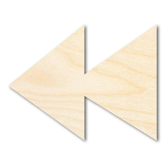 Unfinished Wood Rewind Shape | DIY Craft Cutout | up to 46" DIY 8" / 1/4"