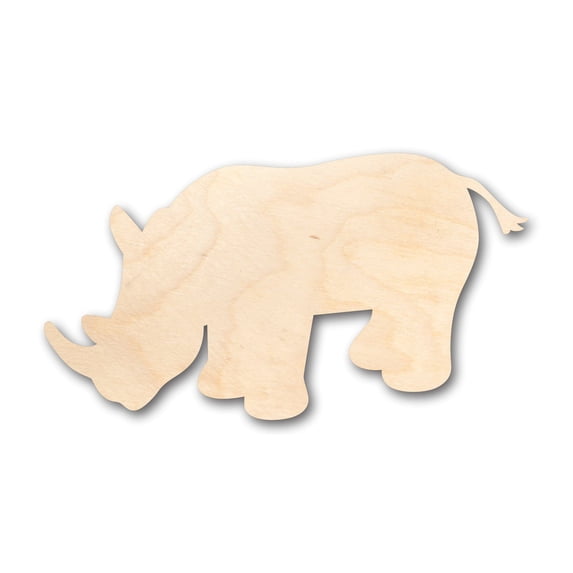 Unfinished Wood Rhinoceros Rhino African Wildlife Shape - Craft - up to 46" DIY 6" / 1/4"