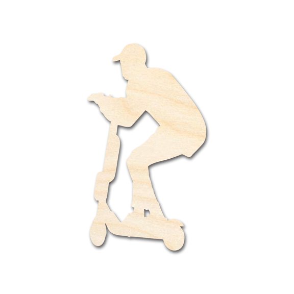 Unfinished Wood Riding Scooter Shape | DIY Craft Cutout 3" / 1/2"