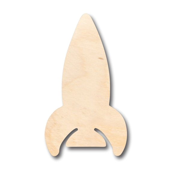 Unfinished Wood Rocket Ship Shape - Craft - up to 46" DIY 7" / 1/4"
