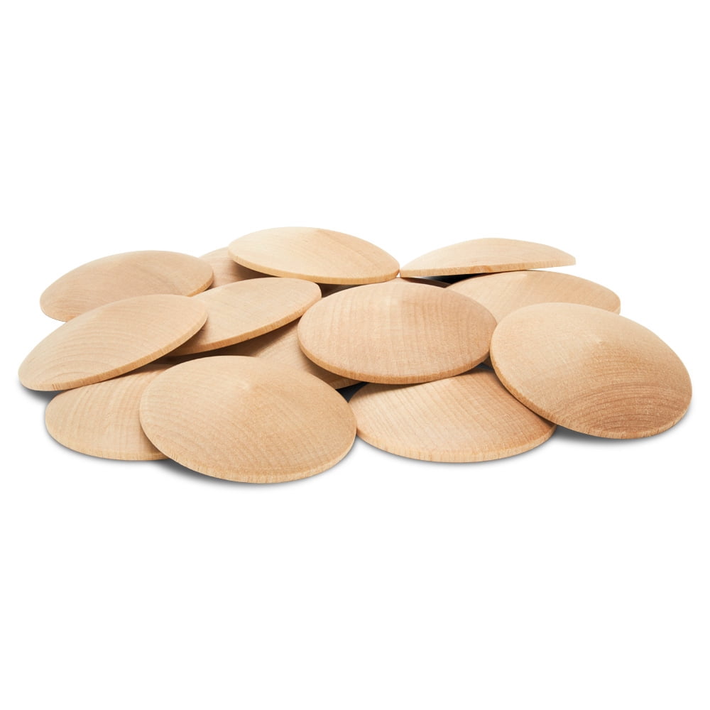 Unfinished Wood Round Discs 1-3/4 inch, Pack of 100 Domed Wooden ...