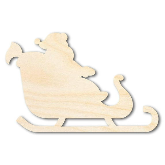 Unfinished Wood Santa in Sleigh Shape - Craft - up to 46" DIY 36" / 1/4"