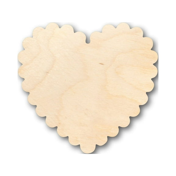 Unfinished Wood Scalloped Heart Shape - Craft - up to 46" DIY 3" / 1/4"