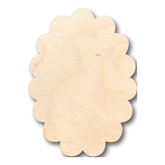 Unfinished Wood Scalloped Oval Shape - Craft - up to 46" DIY 14" / 1/4"