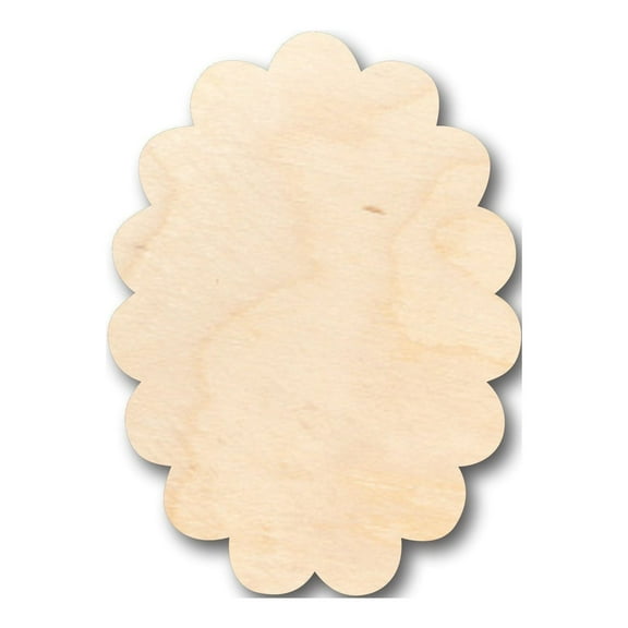 Unfinished Wood Scalloped Oval Shape - Craft - up to 46" DIY 24" / 1/8"