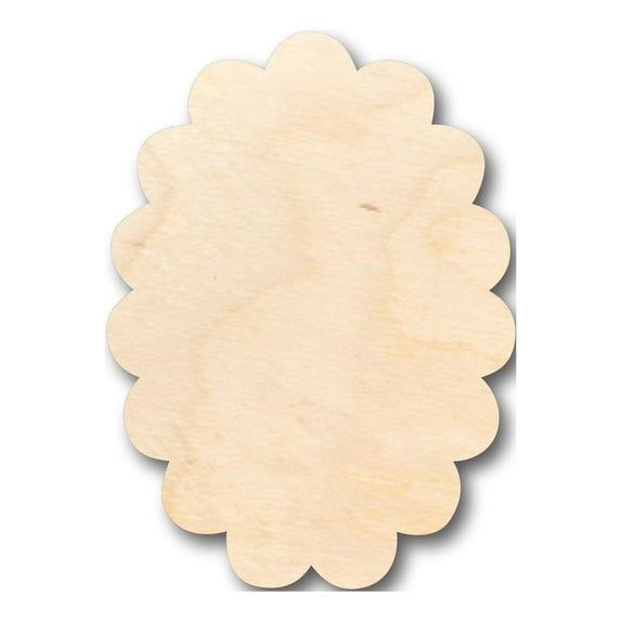 Unfinished Wood Scalloped Oval Shape - Craft - up to 46" DIY 3" / 1/4"