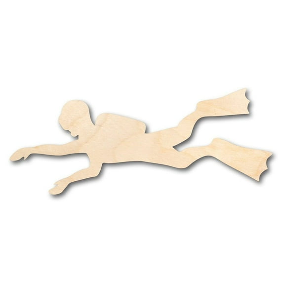 Unfinished Wood Scuba Diver Shape - Ocean - Craft - up to 46" DIY 8" / 1/8"
