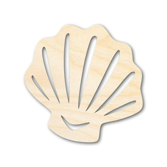 Unfinished Wood Sea Shell Shape | Ocean Beach Craft Cutout 18" / 1/4"