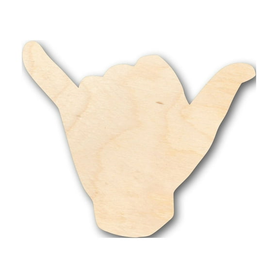 Unfinished Wood Shaka Sign Language Shape - Craft - up to 46" DIY 36" / 1/2"