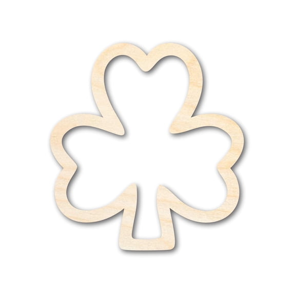 Unfinished Wood Shamrock Outline Shape | DIY Craft Cutout 10" / 1/8"