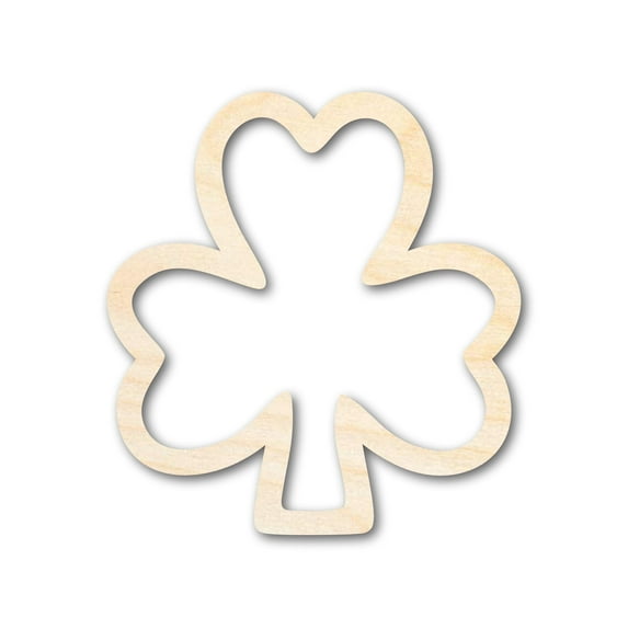 Unfinished Wood Shamrock Outline Shape | DIY Craft Cutout 30" / 3/4"