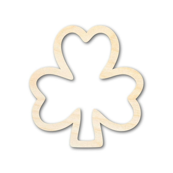 Unfinished Wood Shamrock Outline Shape 7" / 1/8"