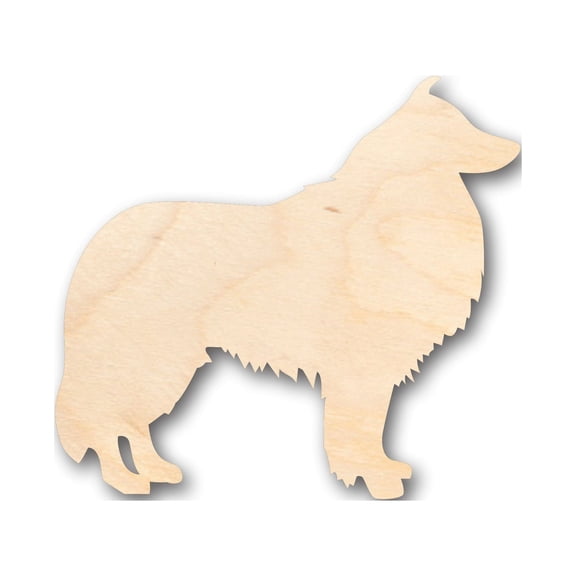 Unfinished Wood Shetland Sheepdog Shelti Dog Shape - Craft - up to 46" DIY 3" / 1/4"