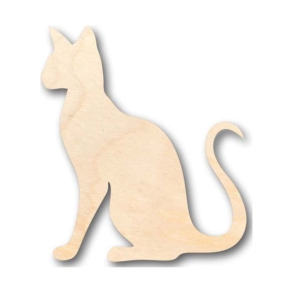 Unfinished Wood Siamese Cat Shape - Animal - Pet - Craft - up to 46" DIY 10" / 1/8"