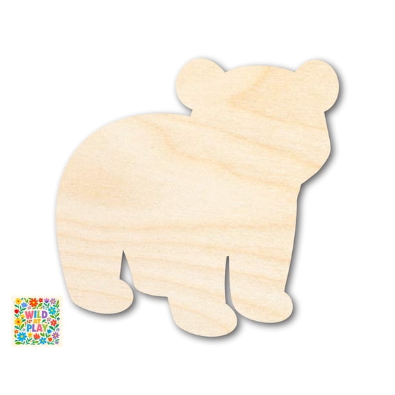 Unfinished Wood Simple Bear Shape | Wild at Play | DIY Craft Cutout 3" / 1/8"