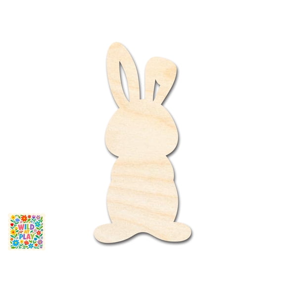Unfinished Wood Simple Bunny Shape | Wild at Play | DIY Craft Cutout 5" / 1/8"
