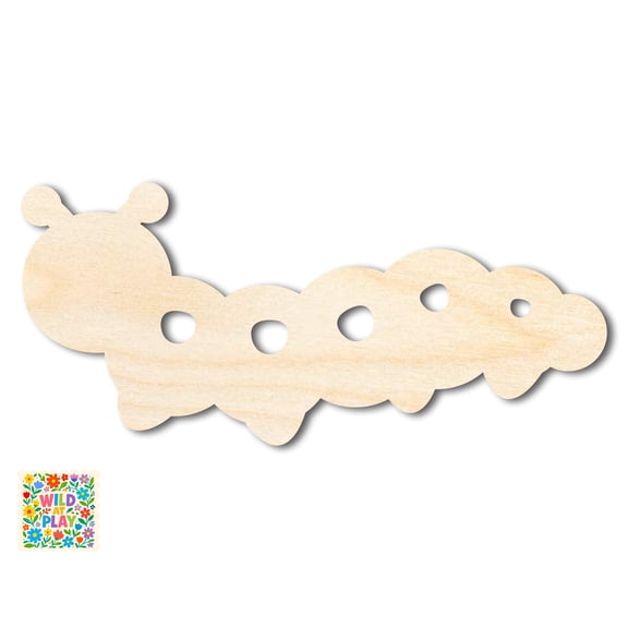 Unfinished Wood Simple Caterpillar Shape | Wild at Play | DIY Craft Cutout 3" / 1/8"