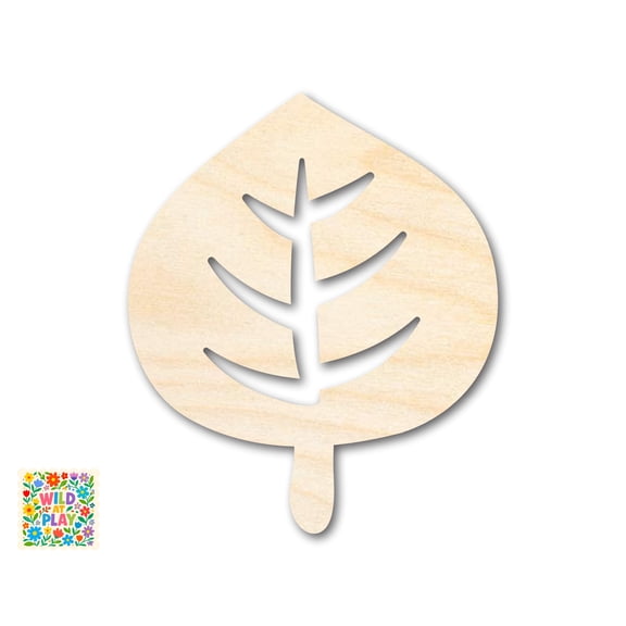 Unfinished Wood Simple Leaf Shape | Wild at Play | DIY Craft Cutout 5" / 1/8"