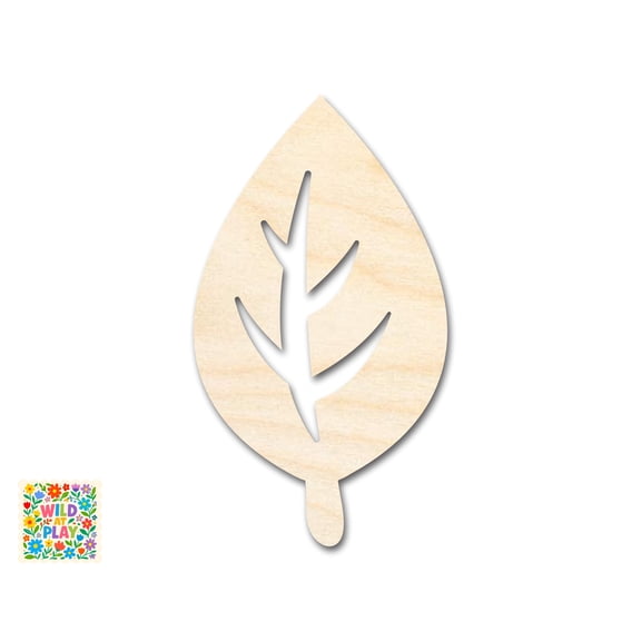 Unfinished Wood Simple Long Leaf Shape | Wild at Play | DIY Craft Cutout 5" / 1/8"