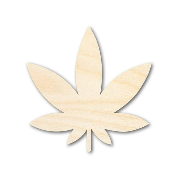 Unfinished Wood Simple Marijuana Leaf Shape - Craft - up to 46" DIY 8" / 1/8"