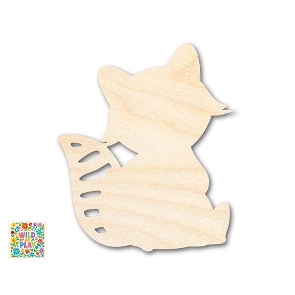 Unfinished Wood Simple Raccoon Shape | Wild at Play | DIY Craft Cutout 4" / 1/8"
