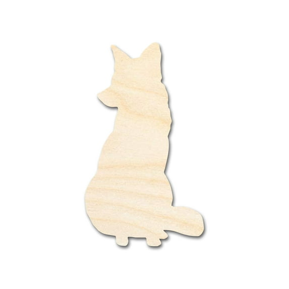 Unfinished Wood Sitting Fox Shape - Craft - up to 46" DIY 12" / 3/4"