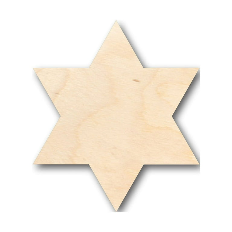 Unfinished Wood Six Point Star Shape Craft up to 36