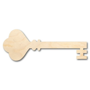 Unfinished Wood Skeleton Key Shape - Craft - up to 46" DIY 3" / 1/2"
