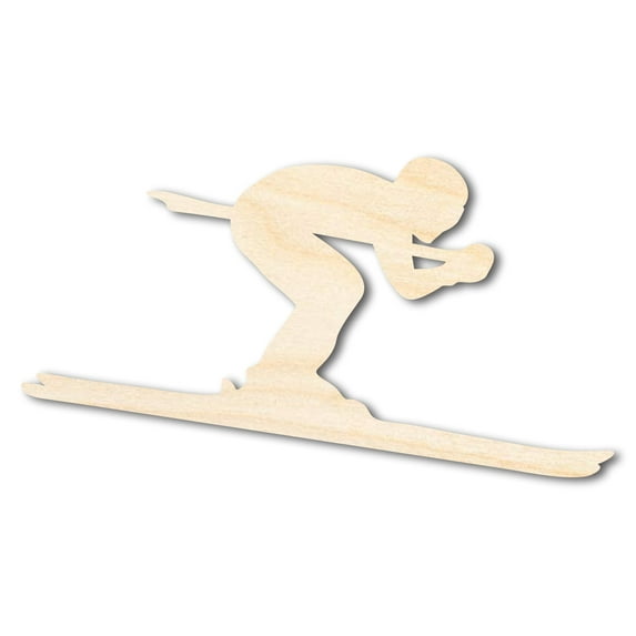 Unfinished Wood Skier Shape | DIY Craft Cutout 24" / 1/4"
