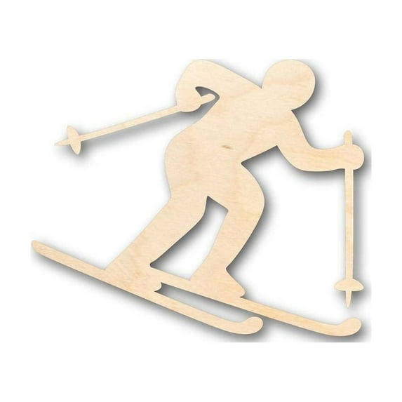 Unfinished Wood Skier Shape - Winter Olympics - Craft - up to 46" DIY 4" / 1/8"