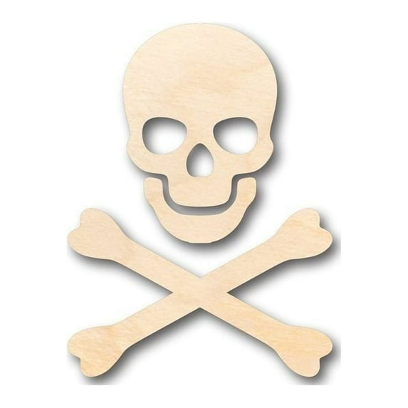Unfinished Wood Skull Crossbones Shape - Pirates - 3 Piece Craft - up to 46" DIY 12" / 1/8"
