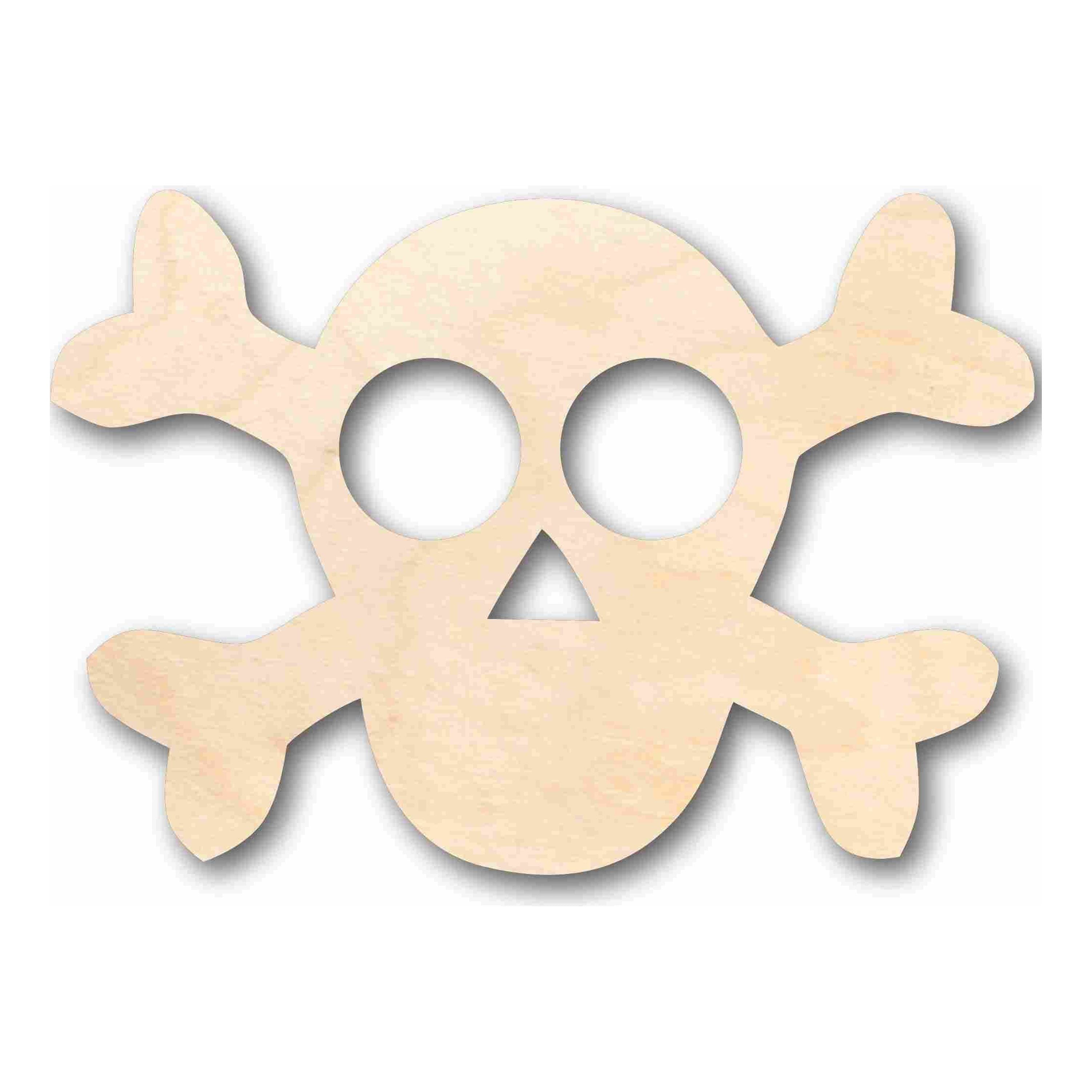 Unfinished Wood Skull Crossbones Shape - Pirates - 3 Piece Craft - up to 24