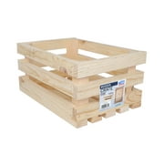 Unfinished Wood Slatted Crate, Brown, 7.15 High x 10 Wide x 15 Deep