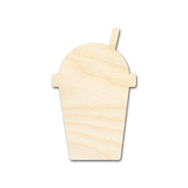 Unfinished Wood Slushie Drink Shape | DIY Craft Cutout | up to 46" DIY 3" / 1/4"