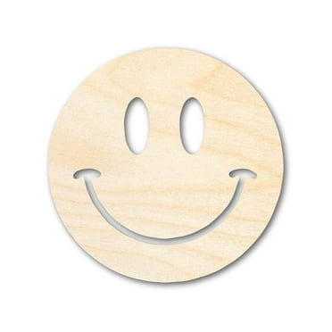 Unfinished Wood Smiley Face Shape | DIY Craft Cutout | up to 46" DIY 7" / 1/8"