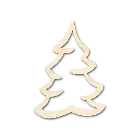 Unfinished Wood Snowy Tree Shape | DIY Craft Cutout | up to 46" DIY 4" / 1/4"