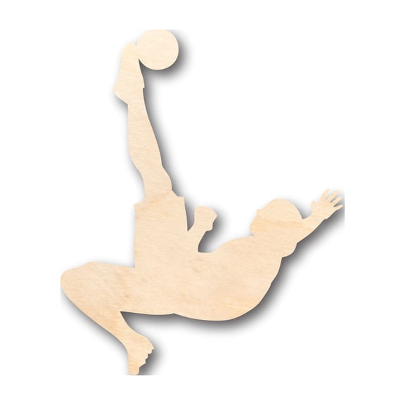 Unfinished Wood Soccer Bicycle Kick Shape - Craft - up to 46" DIY 4" / 1/8"