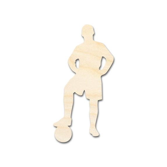 Unfinished Wood Soccer Player Silhouette | DIY Sports Craft Cutout 24" / 1/2"