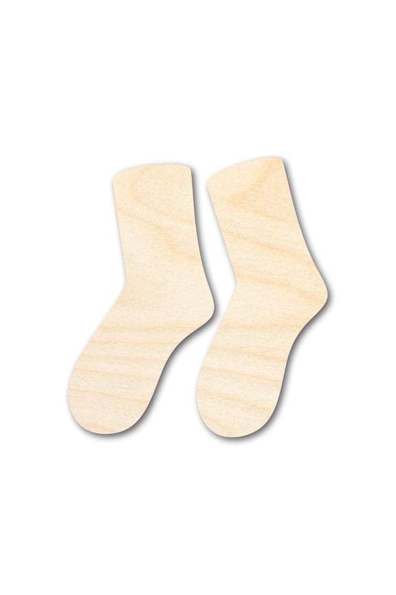 Unfinished Wood Socks Shape - Craft - up to 46" DIY 8" / 1/8"