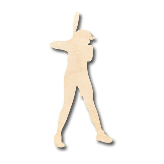 Unfinished Wood Softball Batter Shape - Craft - up to 46" DIY 12" / 1/2"
