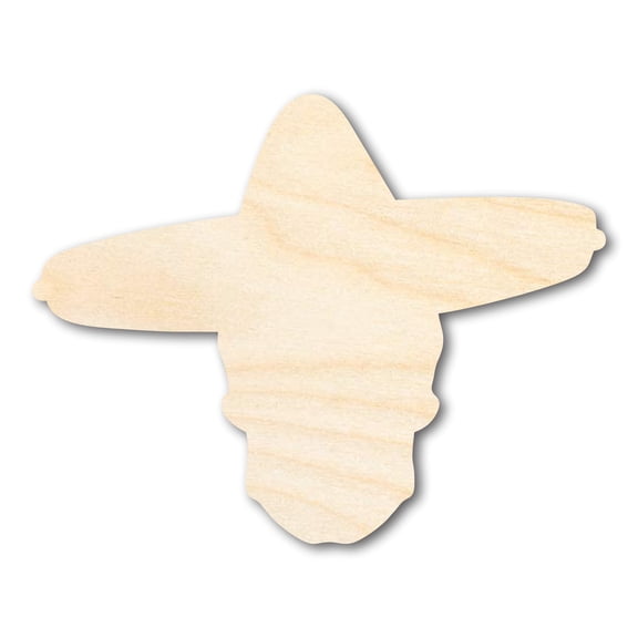 Unfinished Wood Sombrero Skull Shape | DIY Day of the Dead Craft Cutout 3" / 1/4"